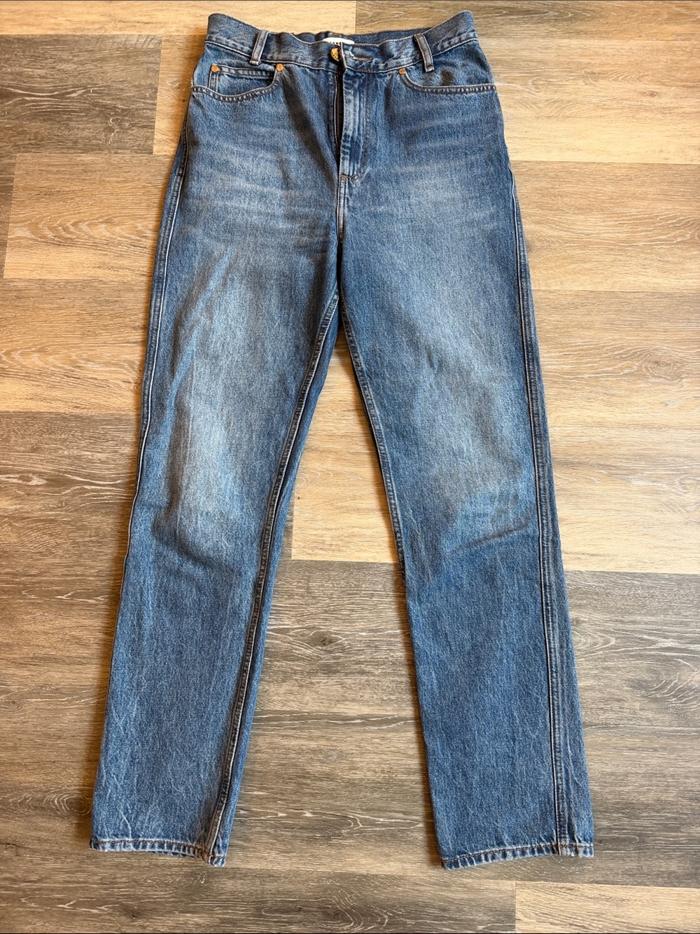Sandro Women's Straight-Leg Jeans in Mid Blue Wash